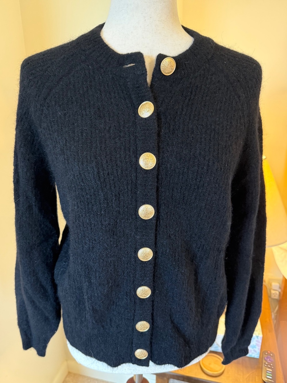 NWT SÉZANE SZ XXS Othello Black Cardigan with Gold Buttons - COZY 🇫🇷! - Picture 3 of 10